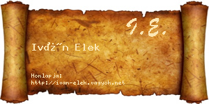 Iván Elek névjegykártya